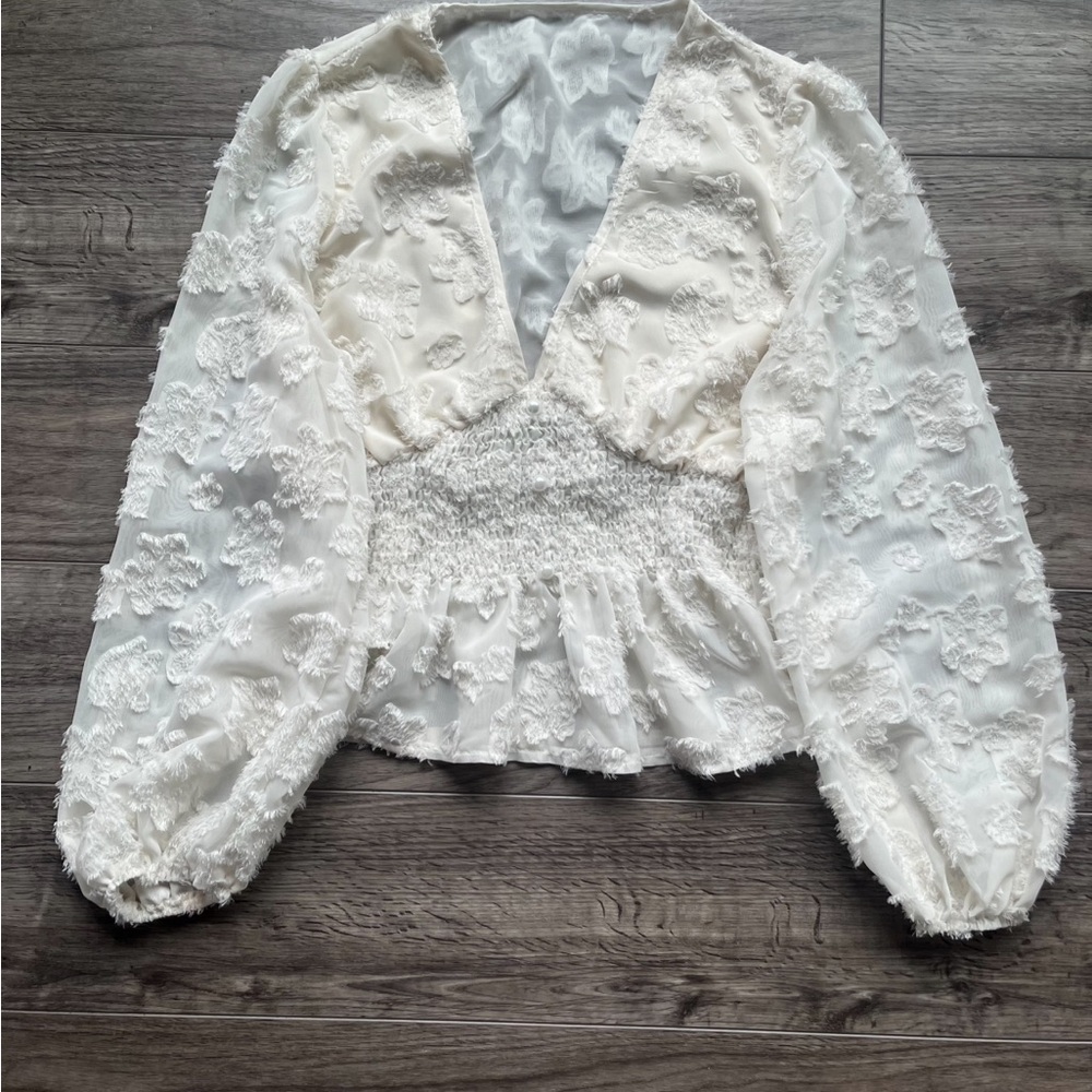 Long Sleeve Peplum Top Womens L